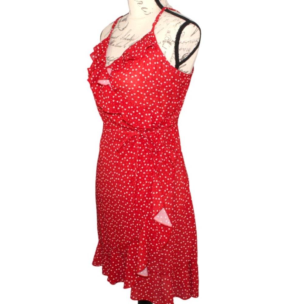Shein Heart Pattern Ruffled Wrap Dress - Picture 3 of 11